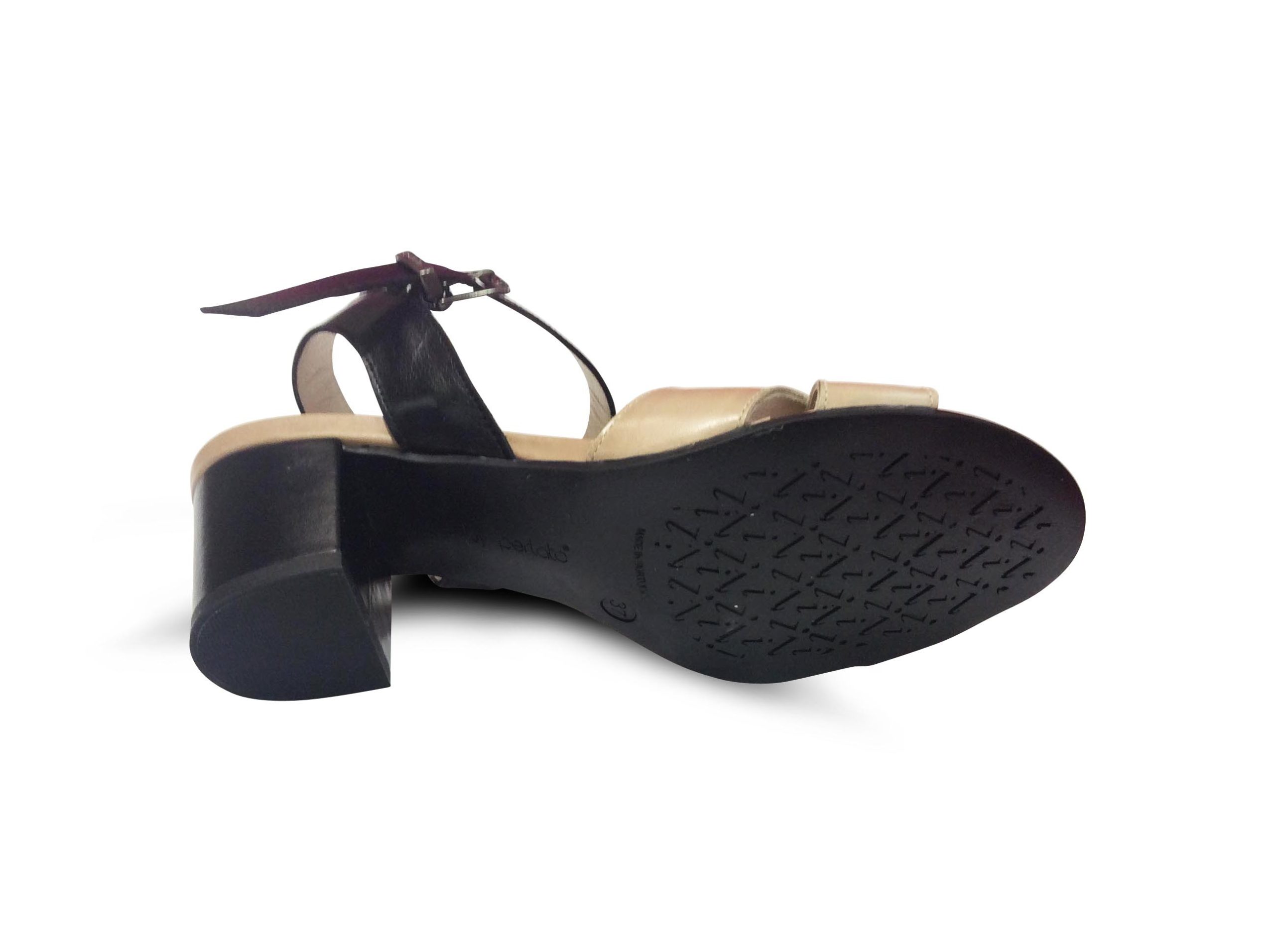 Sandale talon Bicolore Noir/Beige PERLATO