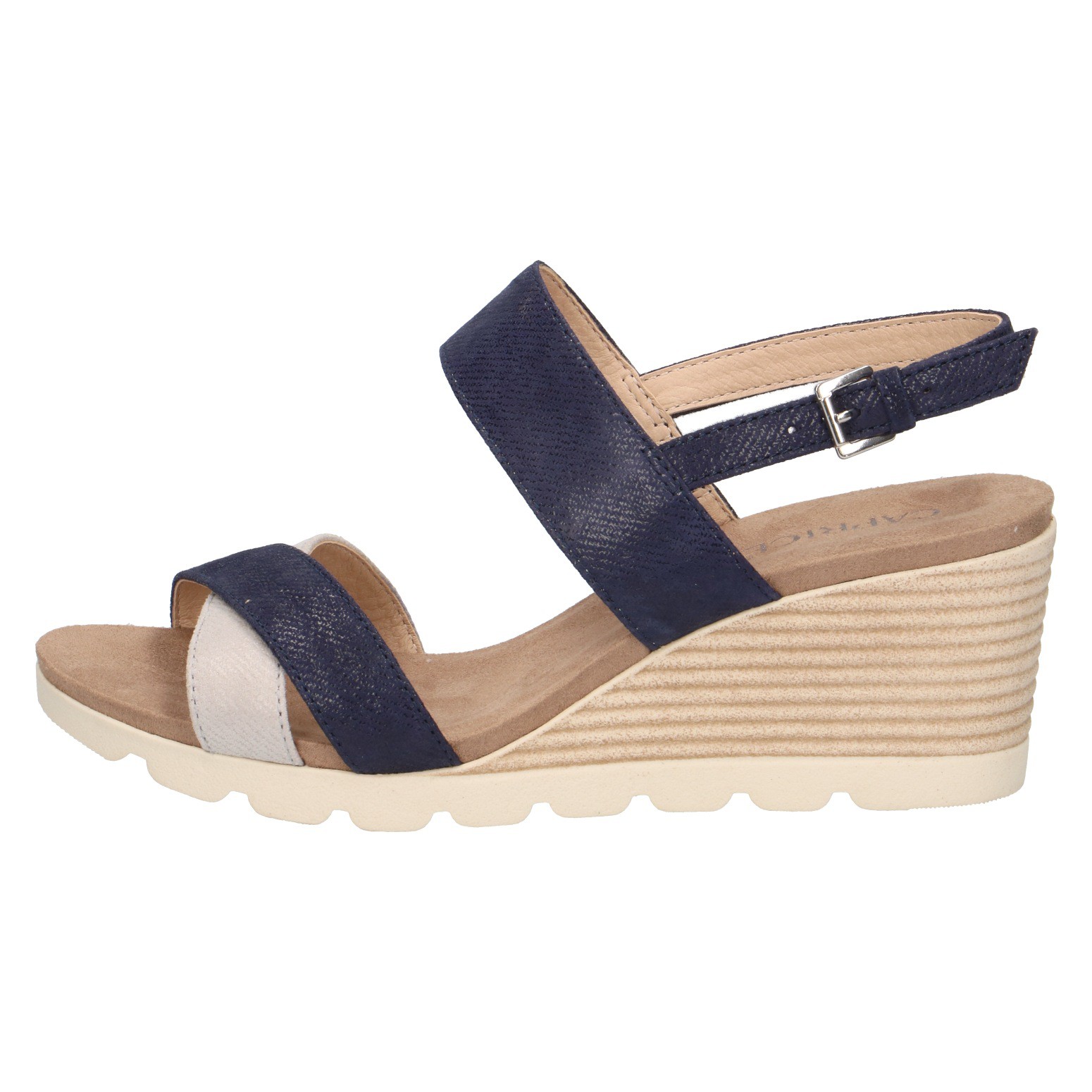sandales compensées femme bleu marine