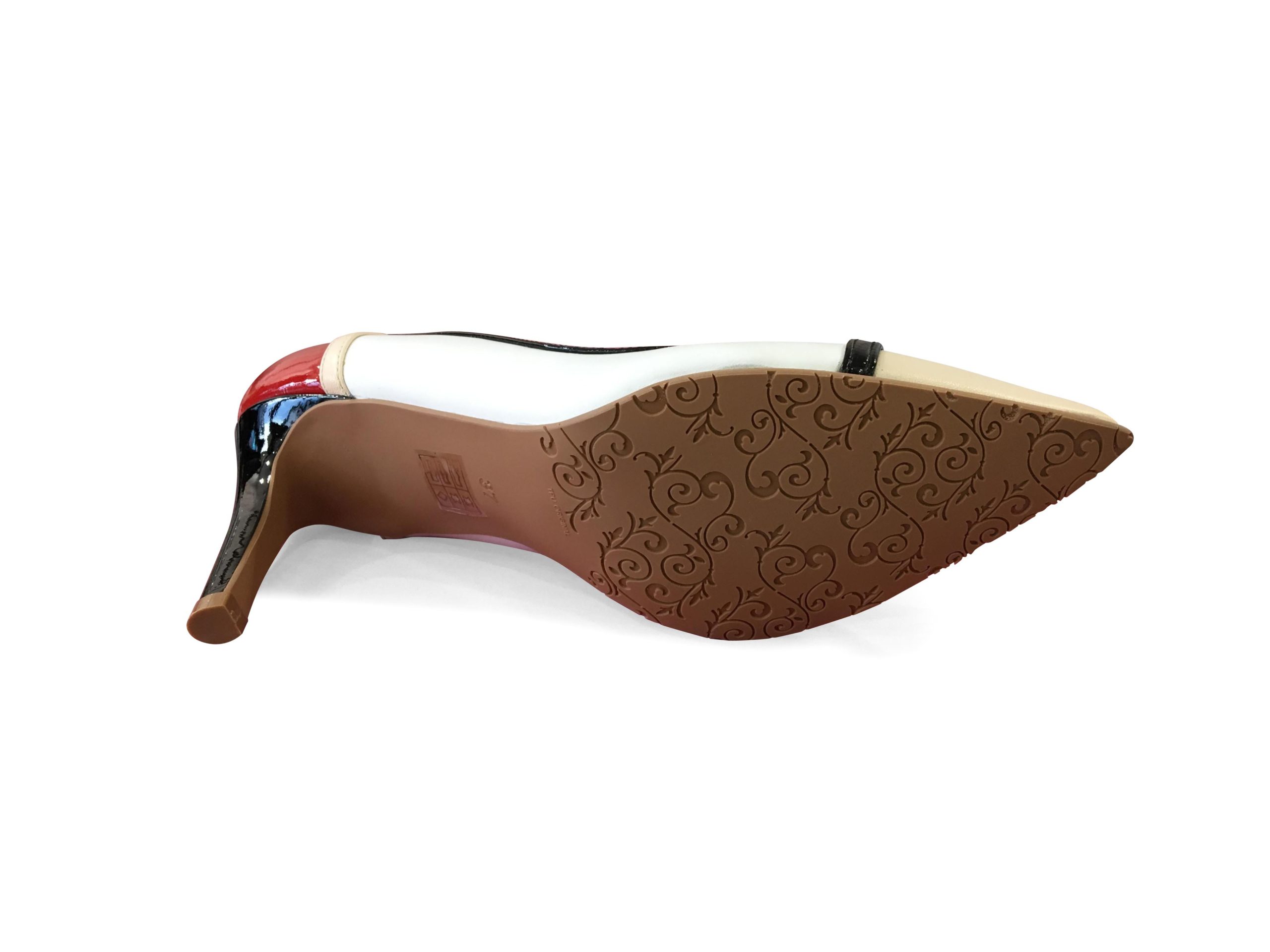Escarpin talon Blanc Beige Rouge BRENDA ZARO Shoes and Co