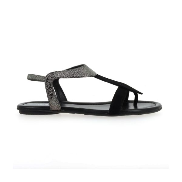 Sandale BERNIE Peau/Métal Noir/acier REQINS