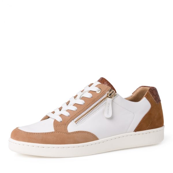Basket Ville Cuir Blanc Camel TAMARIS Shoes and Co