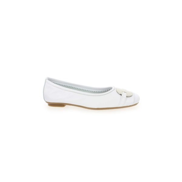 Ballerine Plate HERMES Blanc REQINS