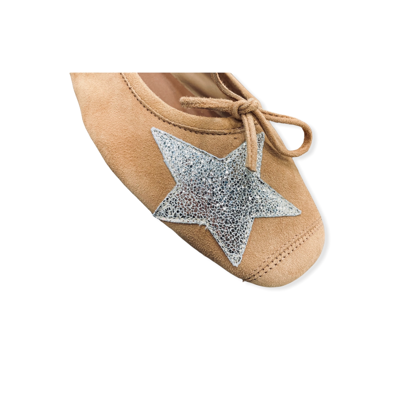 Ballerines Plates HELLO Peau/Crack Camel REQINS